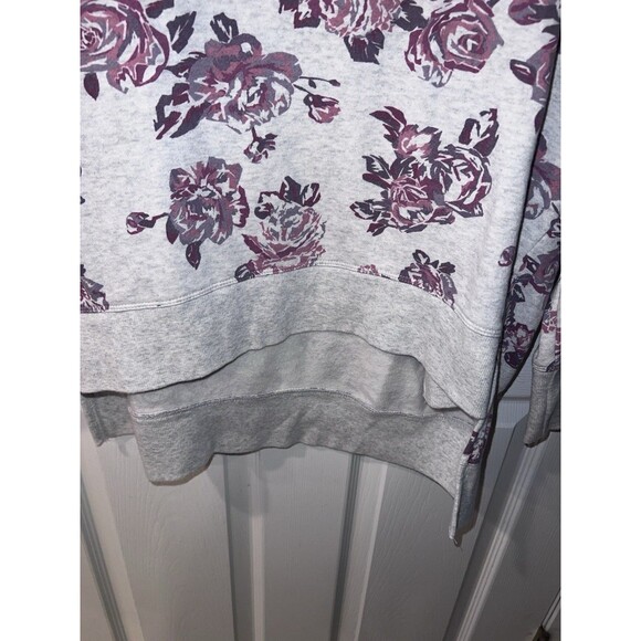 Calvin Klein Sweatshirt Womens XL Gray Cowl Neck Logo Floral AOP Roses - Picture 7 of 8